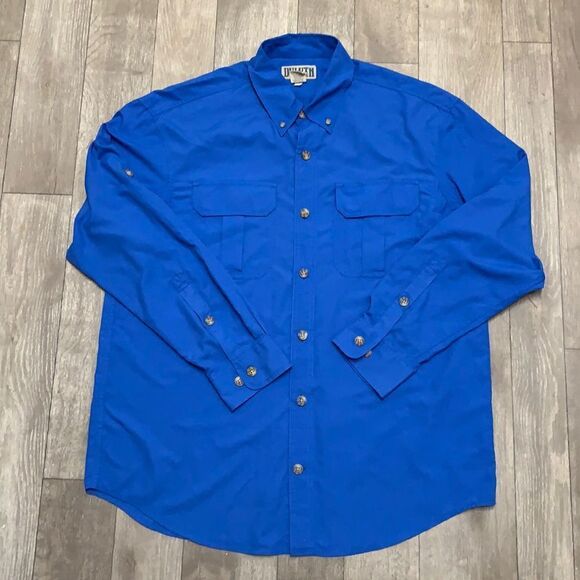 Mens Duluth Trading Co. Performance Roll Up Sleeve Fishing Button Down S… - Picture 1 of 5